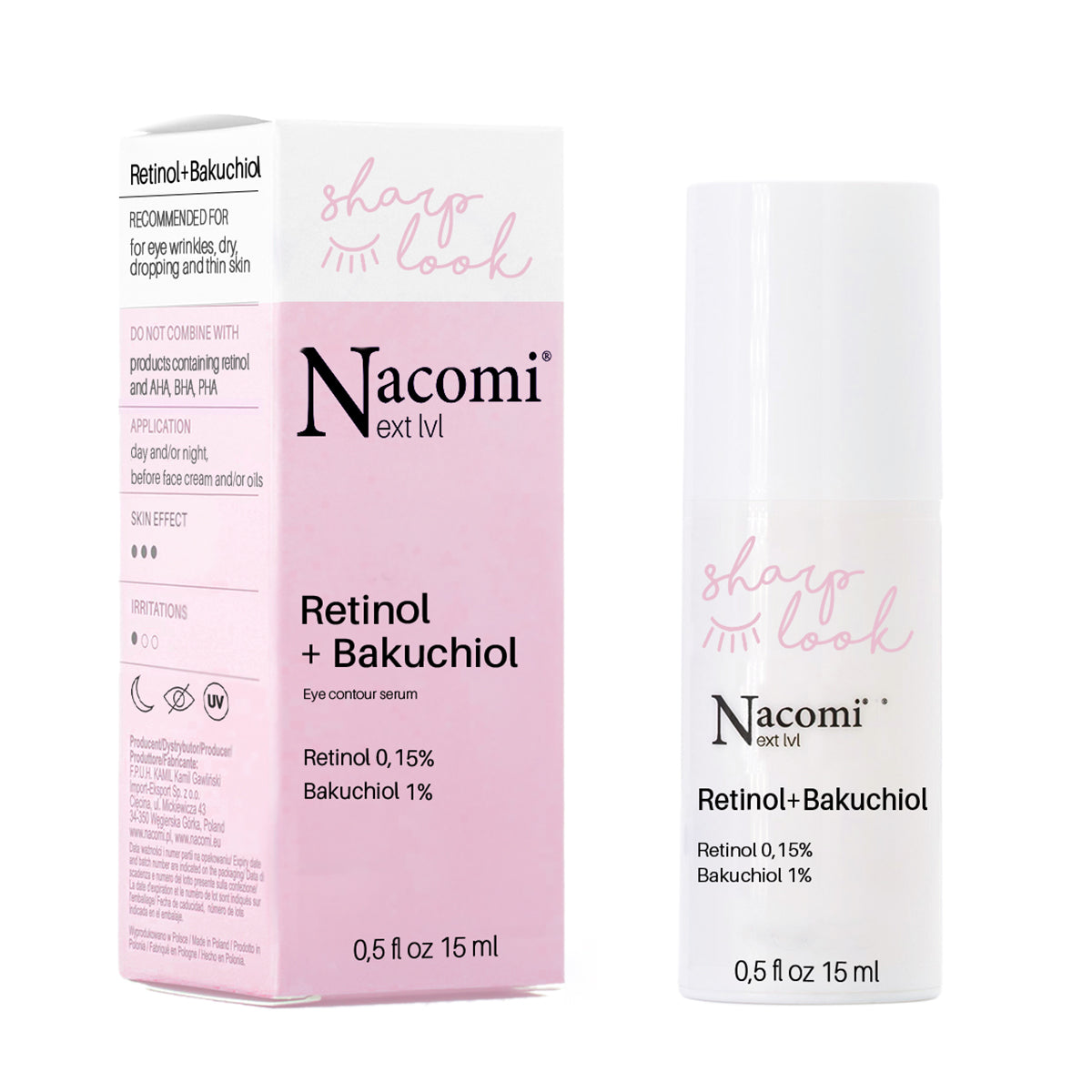 Nacomi contorno de ojos retinol 0.15% + bakuchiol 1% Nxt Lvl